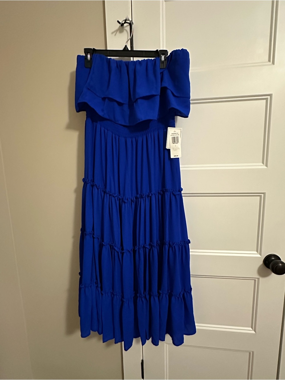 Off-Shoulder Tiered Maxi Skirt in Royal Blue